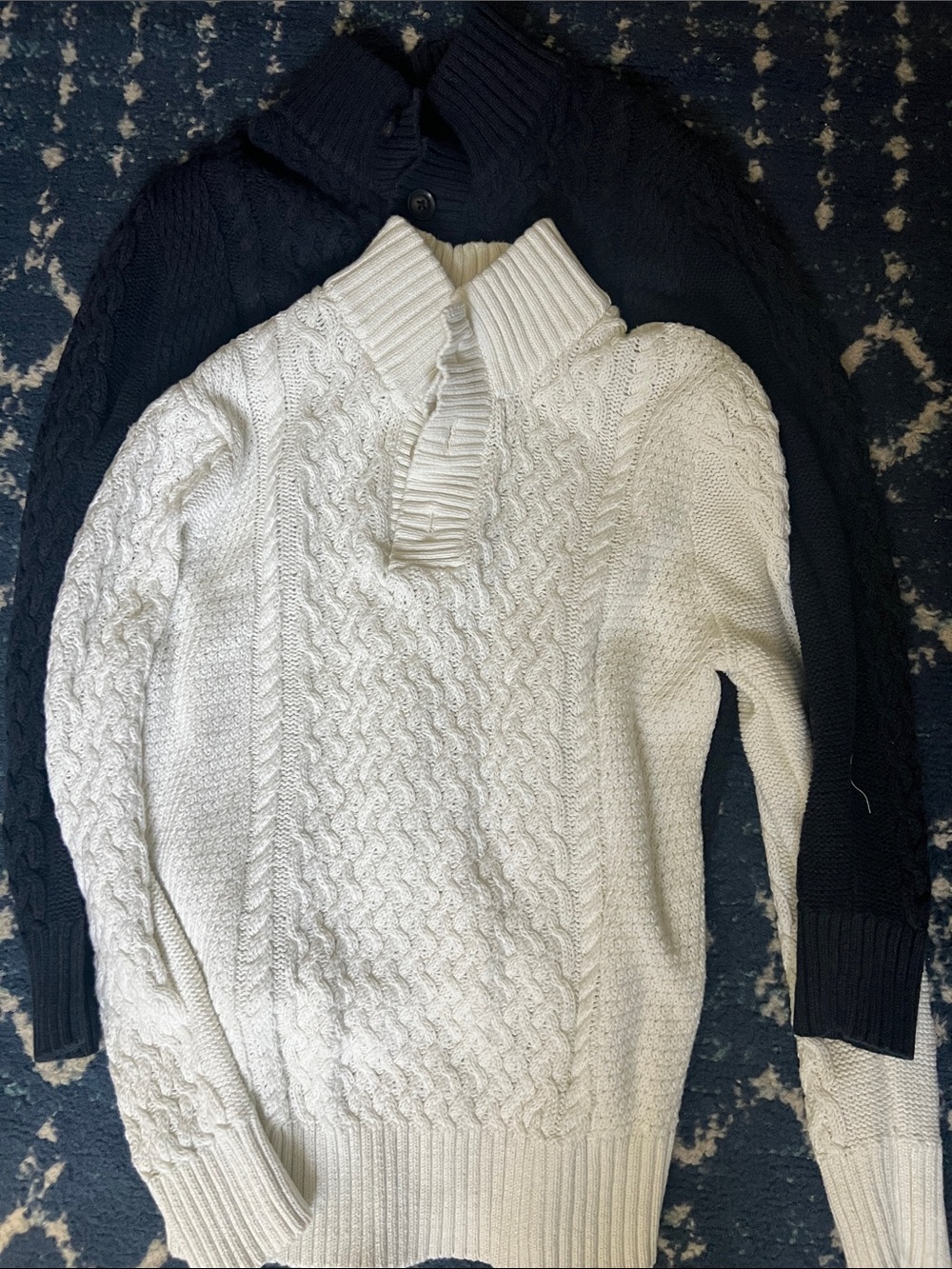 Cat & Jack White Cable Knit Sweater (with Black Layer)